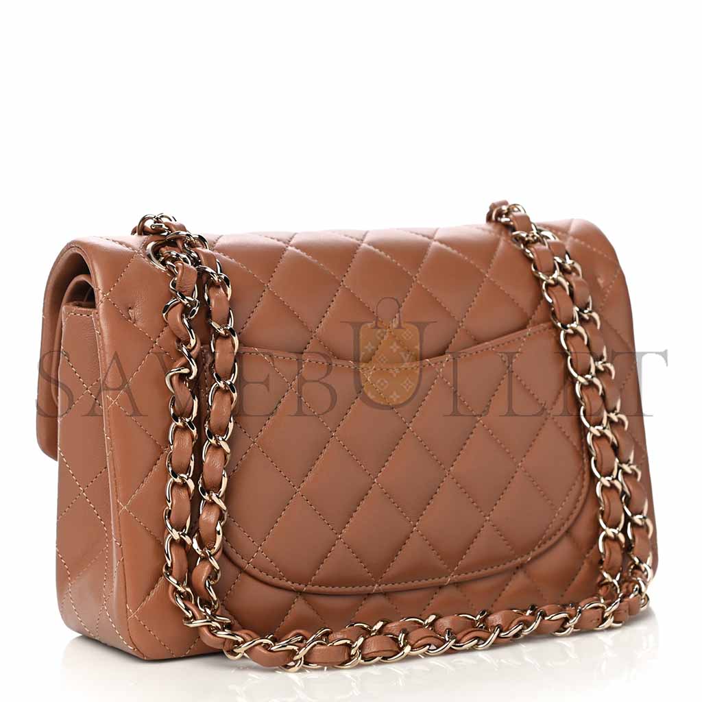 CHANEL LAMBSKIN QUILTED SMALL DOUBLE FLAP BROWN AS1117 (23*14.5*6cm)